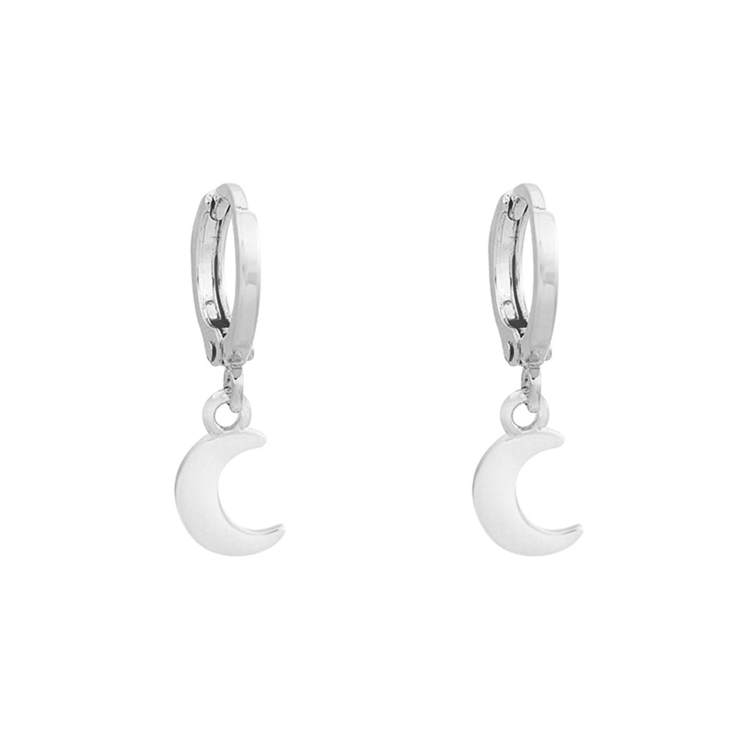 Huggie Hoops - Half Moon - Silver