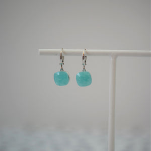 Huggie Hoops - Turquoise stone - Silver