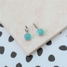 Load image into Gallery viewer, Huggie Hoops - Turquoise stone - Silver
