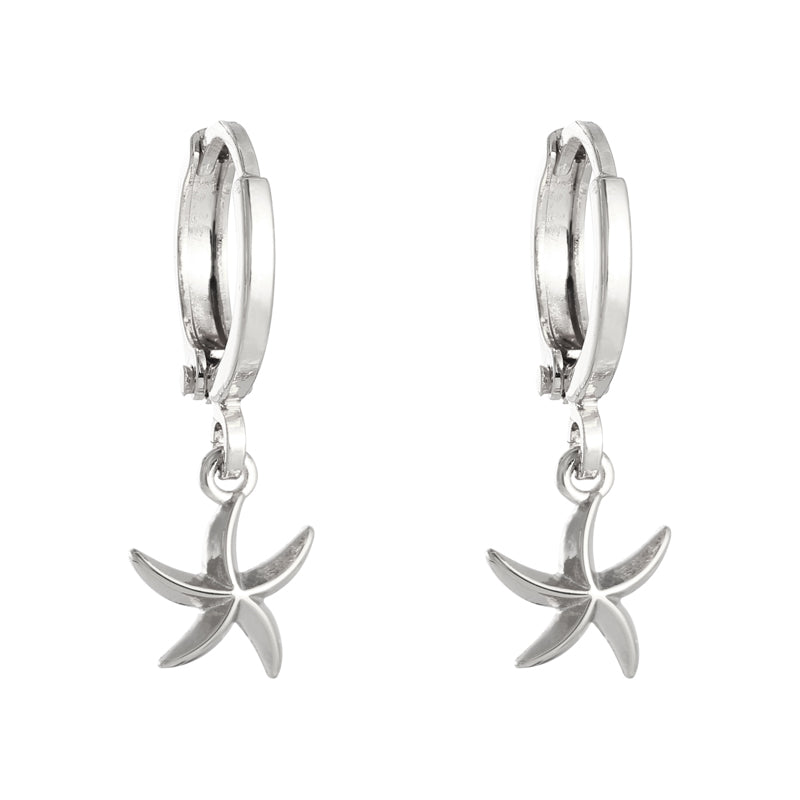 Huggie Hoops - Starfish - Silver